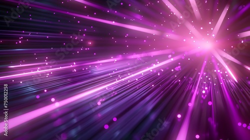 Purple and Pink Neon Light Bursts in Abstract Space