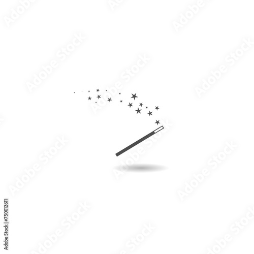 Magic wand on white background illustration icon with shadow
