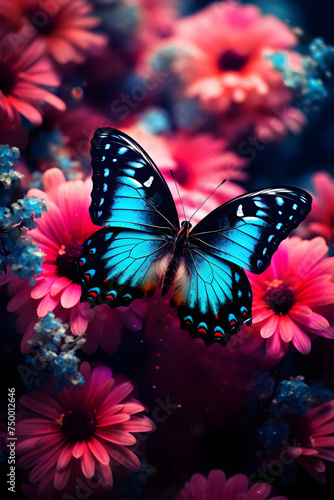 Vibrant Interaction: The Dance of Pollination featuring a Butterfly and a Flower