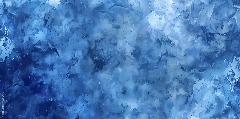Fototapeta premium Background, intense blue watercolor texture with brush strokes