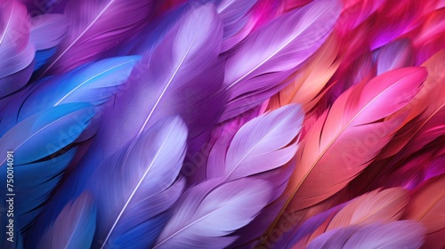 Bright colorful pattern, texture of colored feathers.A beautiful abstraction of colorful feathers.