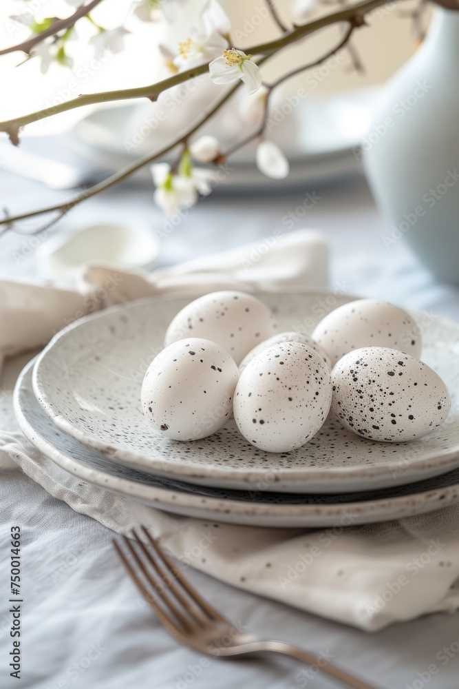 Eggs on a plate in a kitchen. Generative AI Eggs on a plate in a kitchen. Generative AI