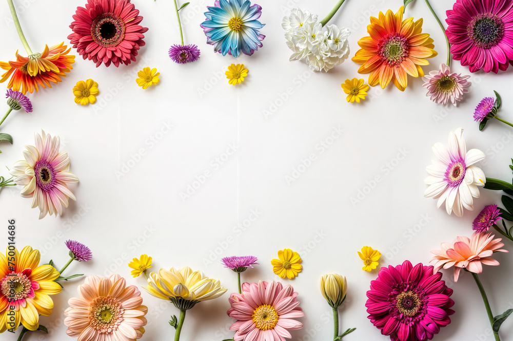 The image features a white background with a border of colorful flowers. The image features a white background with a border of colorful flowers.