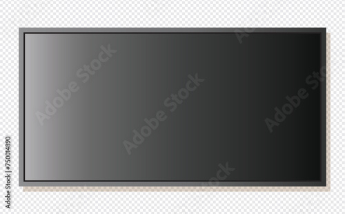 Black flat screen LCD tv isolated on transparent background vector illustration.