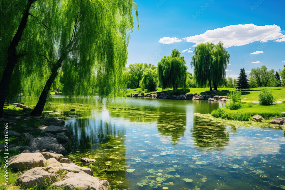 Fototapeta premium lake in the park.