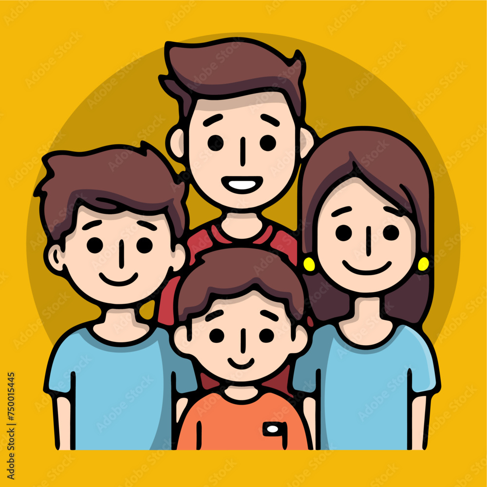 cute big family vector icon illustration cute big family vector icon illustration