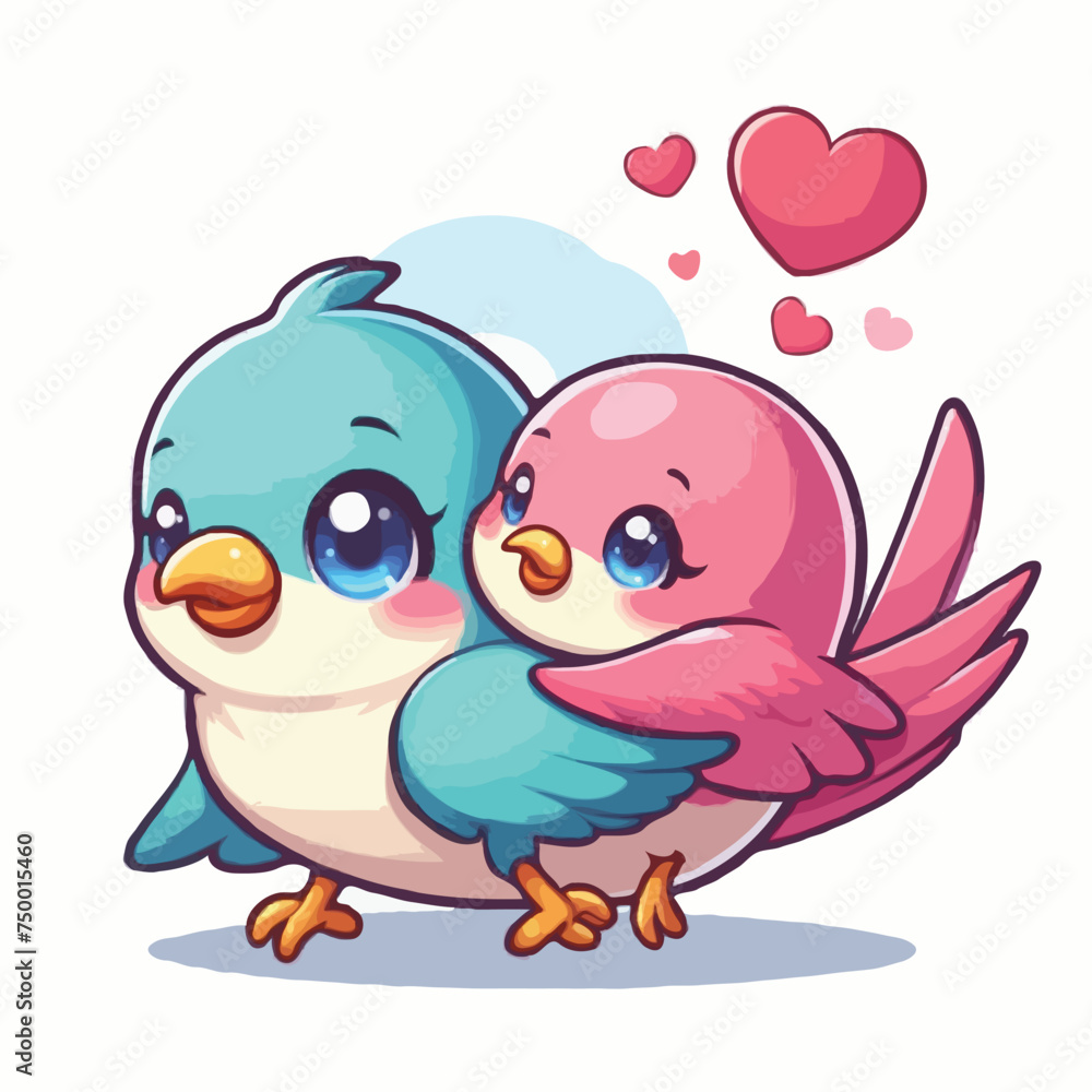 Fototapeta premium cute love bird vector on white background.