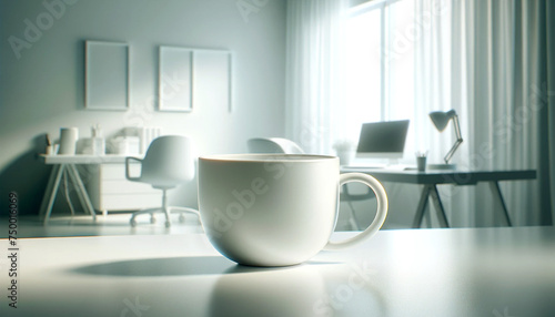 Wallpaper Mural A well-organized home office setup with a desktop computer, adjustable desk lamp, and natural light from a window. Torontodigital.ca