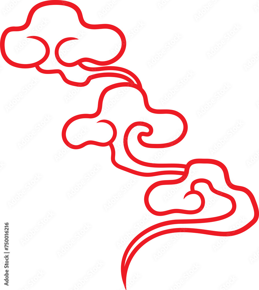 Red Clouds Outline Traditional in Chinese Style Red Clouds Outline Traditional in Chinese Style