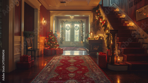 The quiet excitement of sneaking downstairs on Christmas morning to discover the magic of Santa's visit. photo