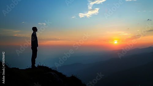  Embracing the Dawn  Solo Adventurer Atop Sun-Kissed Peak