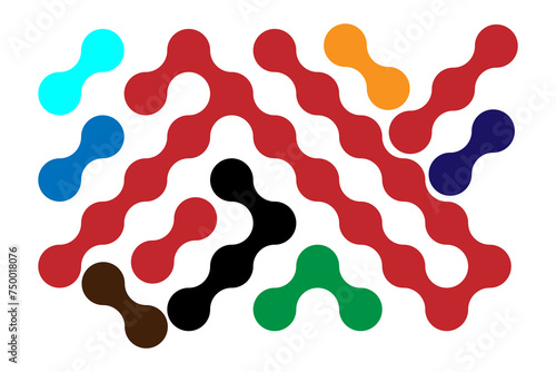 Abstract point movement connected round blobs transition metaballs.