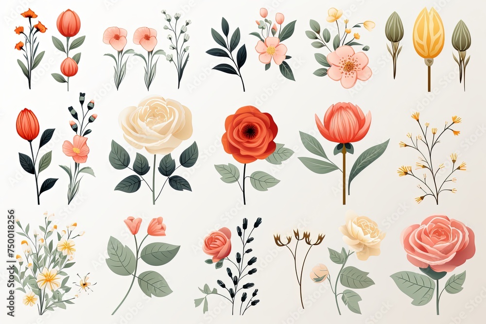Floral inspirational printable sticker clipart illustration