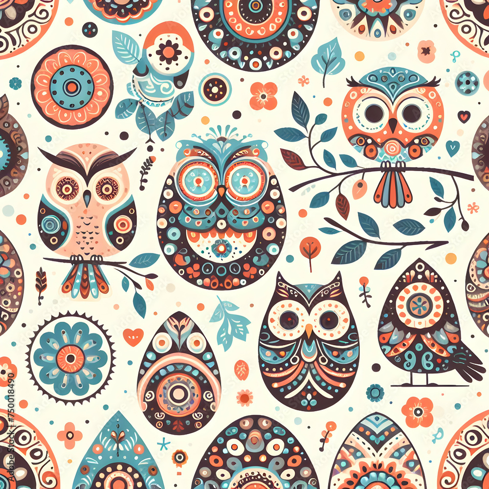 seamless pattern with owls design, vector, art, wallpaper, texture, flower, floral, pink, decor, cartoon, decoration, illustration, summer, nature, Ai generated seamless pattern with owls design, vector, art, wallpaper, texture, flower, floral, pink, decor, cartoon, decoration, illustration, summer, nature, Ai generated