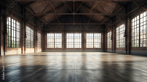 Empty warehouse with lots of windows and light 
