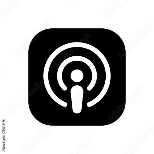 Podcast icon vector on square background. Podcasting, broadcast concept