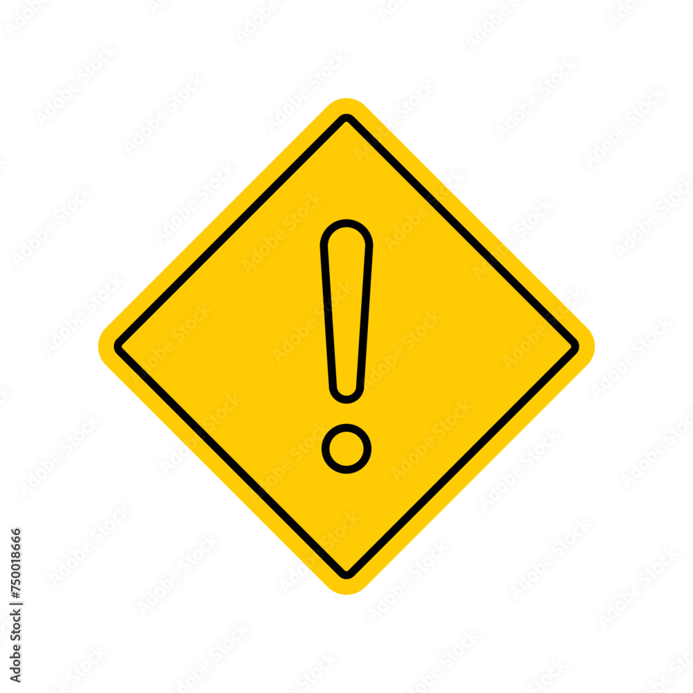 Yellow square sign with exclamation mark line icon vector Yellow square sign with exclamation mark line icon vector