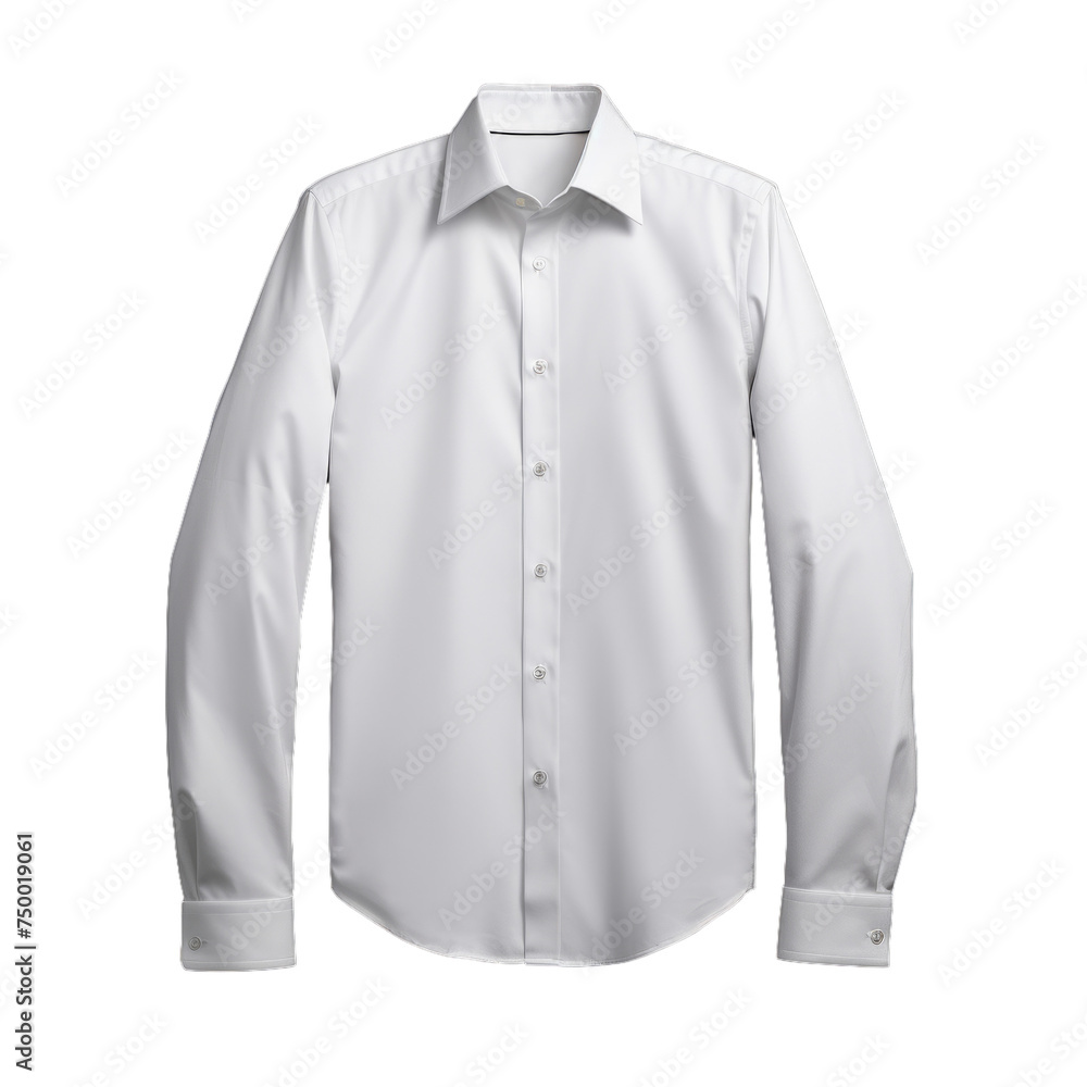 A crisp white dress shirt with blank label isolated on transparent background, png