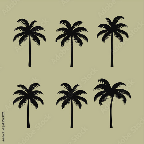 palm tree silhouette set flat vector illustration 