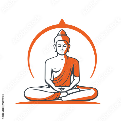 Conceptual Ink Drawing Illustration of Buddha in deep  meditation