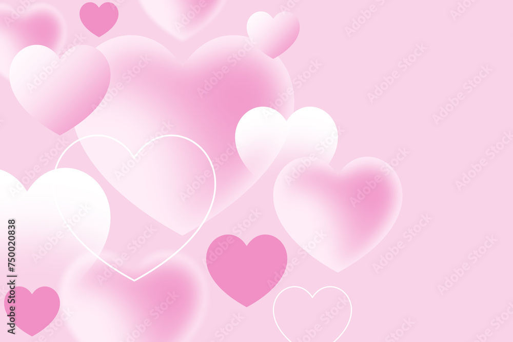 Love Valentine's day wallpaper. Abstract Heart 3D on gradient pink color Background, Soft light pink Heart abstract background for decoration digital design web template background backdrop wallpaper