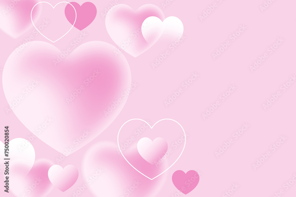 Love Valentine's day wallpaper. Abstract Heart 3D on gradient pink color Background, Soft light pink Heart abstract background for decoration digital design web template background backdrop wallpaper