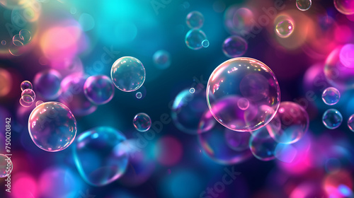 colorful bubble background with dark background and blur effect