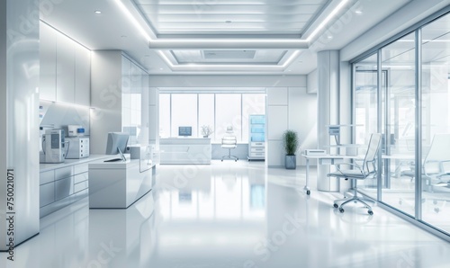 a bright modern professional clinic medical space emerge with office and medical equipments all in one healthcare center concept background photo