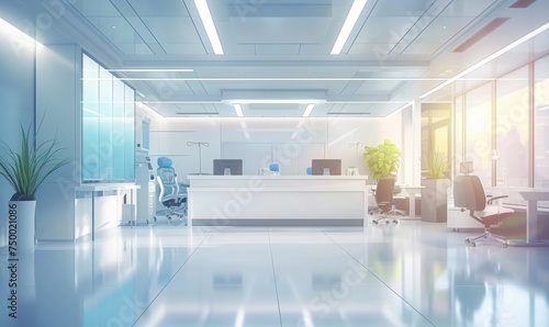 a bright modern professional clinic medical space emerge with office and medical equipments all in one healthcare center concept background © sutagon