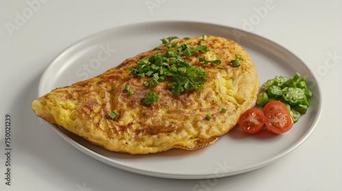 Delicious homemade omelette on white plate