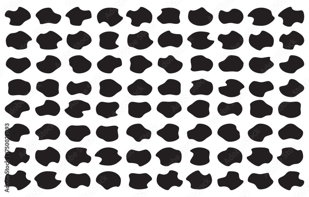 Fototapeta premium Random shapes set. Blob shapes. Organic abstract splodge elements monochrome collection. Vector on white background eps 10.