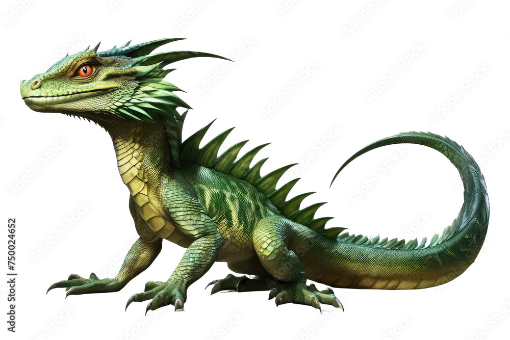 Naklejka premium a high quality stock photograph of a single basilisk fantasy character full body isolated on a white background