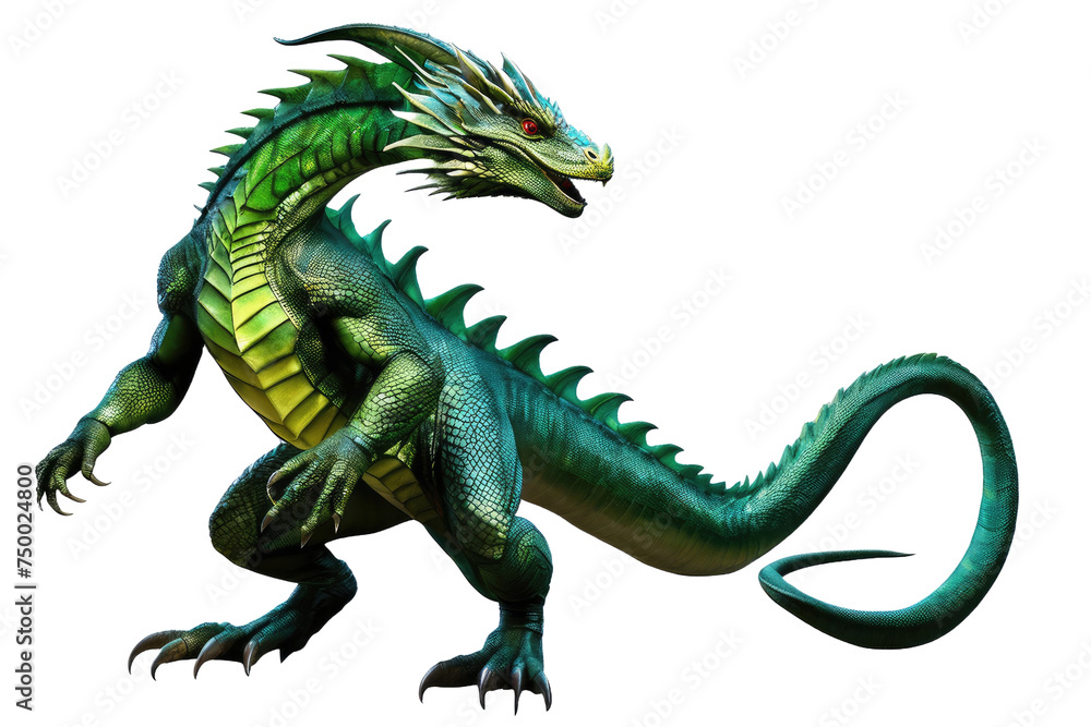 Fototapeta premium a high quality stock photograph of a single basilisk fantasy character full body isolated on a white background