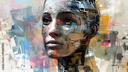 Abstract Face in Cyberpunk Style by Davy Etienne and Maro