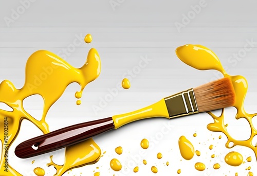 splash of yellow paint made with a brush on a white background