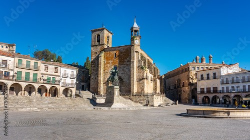 Plaza mayor of the monumental city of Trujillo, city of conquistadors, Spain. © josemiguelsangar