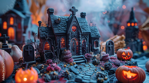 Create a graveyard-themed treat table, complete with tombstone-shaped cookies and candy coffin favors, turning your Halloween party into an edible eerie experience.