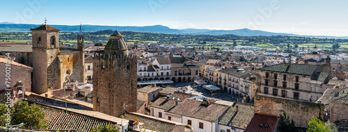 Great panoramic view of the monumental and medieval city of Trujillo in Caceres, Spain. photo
