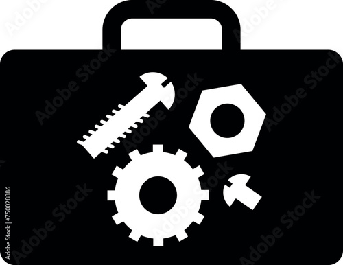 Silhouette of Repair Kit Icon in Flat Style. Vector Illustration.