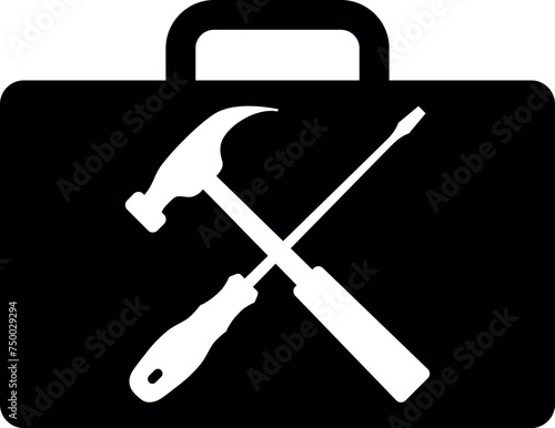 Silhouette of Repair Kit Icon in Flat Style. Vector Illustration.