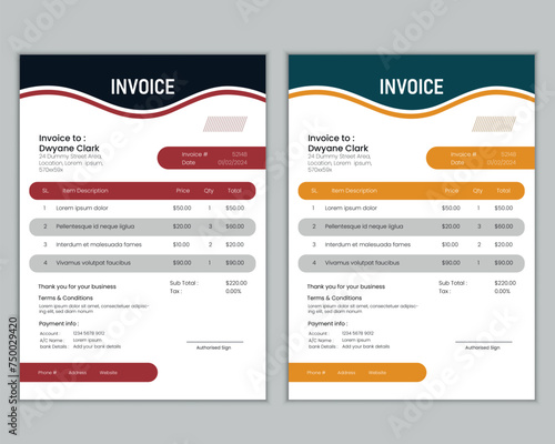 Abstract traditional style minimal invoice template