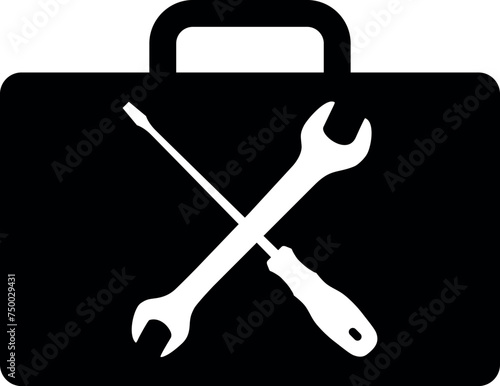 Silhouette of Repair Kit Icon in Flat Style. Vector Illustration.