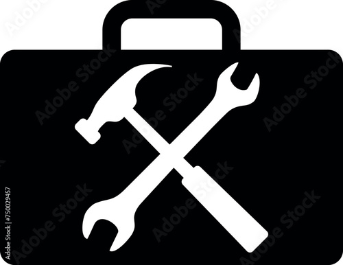 Silhouette of Repair Kit Icon in Flat Style. Vector Illustration.