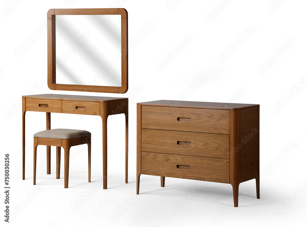 Bed dressing table isolated on white background . wooden Bed dressing table isolated on white background . wooden