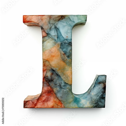 closeup beautiful pattern on letter " L " isolated on white background