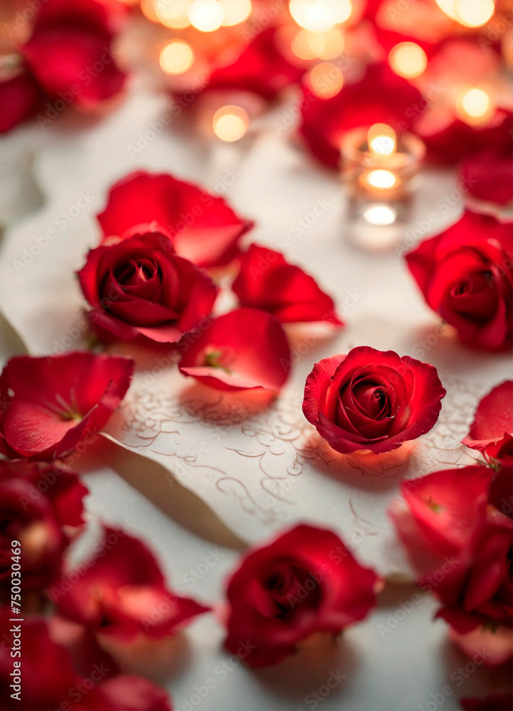 rose and rose petals on a white background. Selective focus. rose and rose petals on a white background. Selective focus.