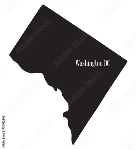 Washington DC Silhouette Outline Map photo