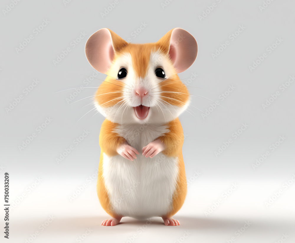  a 3d render of a cute hamster against a white background