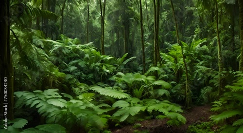 foresta pluviale, senso di pace e serenità tra le foglie verdi della foresta pluviale photo
