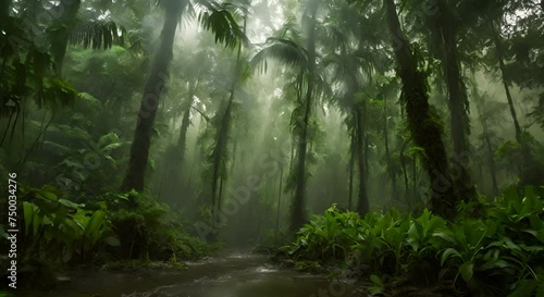 foresta pluviale, senso di pace e serenità tra le foglie verdi della foresta pluviale photo